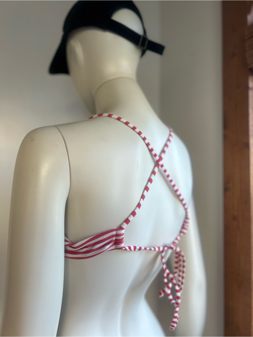 Xhilaration Red and White Striped Bikini Top with Navy Stars l swim top - Picture 2 of 8